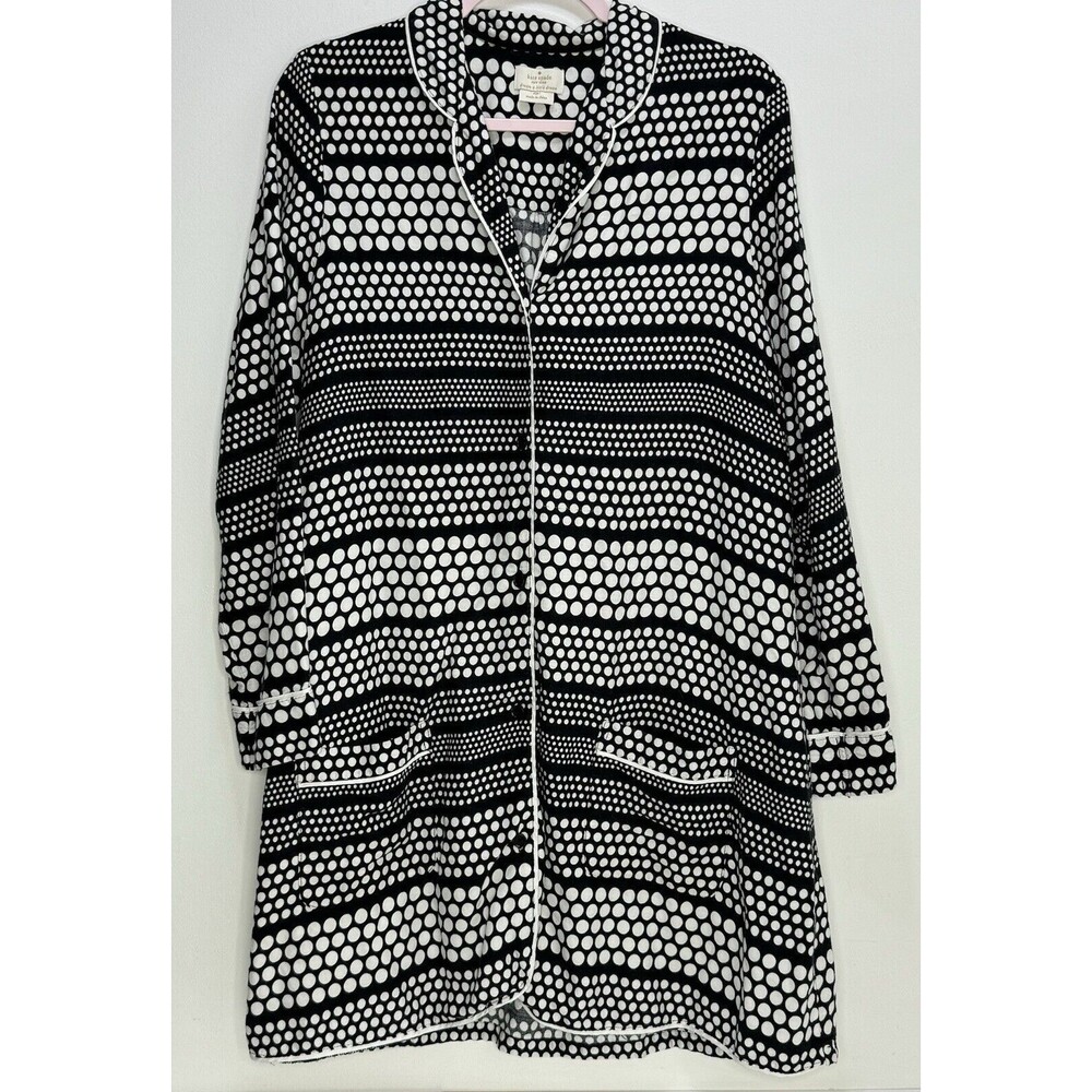 Kate Spade Nightshirt Nightgown S Black White Polka Dot Long Sleeve Everyday
